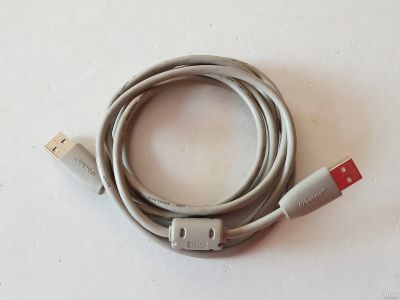 Лот: 18564648. Фото: 1. Кабель USB A-A 1,2m серый. Шлейфы, кабели, переходники