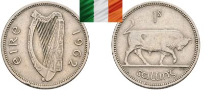Лот: 18924658. Фото: 1. Ирландия 1 шиллинг 1962 нечастый. Европа