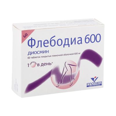 Лот: 23262975. Фото: 1. Флебодиа 600 таб.п о плен. 600мг... Лекарства