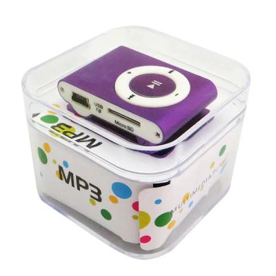 Лот: 3110057. Фото: 1. MP3 player плеер сиреневый в коробочке. Плееры