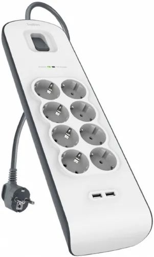 Лот: 25677107. Фото: 1. Сетевой фильтр Belkin 2 м, 8 розеток... Удлинители, тройники, сетевые фильтры