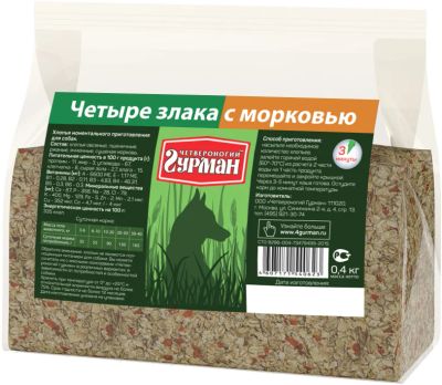 Лот: 15054714. Фото: 1. Четвероногий Гурман 4 злака с... Корма