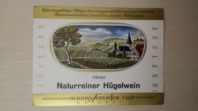 Лот: 15265624. Фото: 1. Этикетка винная Naturreiner Hugelwein. Бутылки, пробки, этикетки