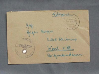 Лот: 5857506. Фото: 1. Конверт с письмом Германия 44г... Документы, ценные бумаги, письма