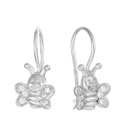 Лот: 23841055. Фото: 1. Серьги детские Бабочка из серебра... Серьги, каффы