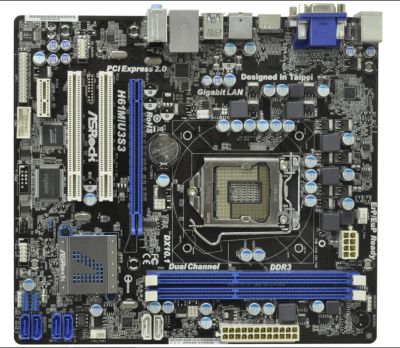 Лот: 6977876. Фото: 1. ASRock H61M/U3S3 (гарантия 1 месяц... Материнские платы