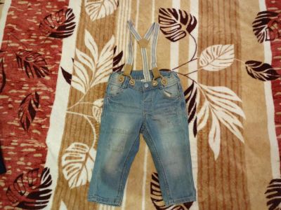 Лот: 9688291. Фото: 1. джинсы на подтяжках. Брюки, шорты, джинсы