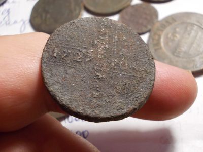 Лот: 16619031. Фото: 1. Редкий крестовый пятак-1727 года... Россия до 1917 года