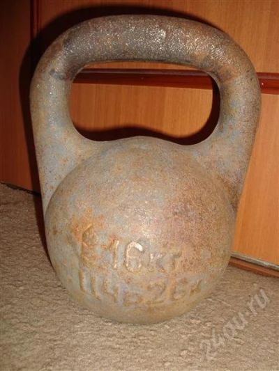 Лот: 625929. Фото: 1. Гиря 16 кг. Штанги, блины