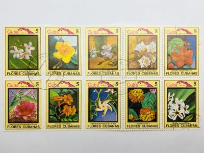 Лот: 23316194. Фото: 1. Цветы. Сцепка из 10 марок. Флора... Марки