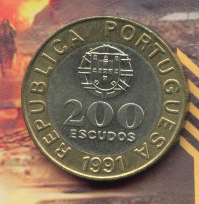 Лот: 3379103. Фото: 1. португалия 200 эскудо 1991 Биметалл. Европа