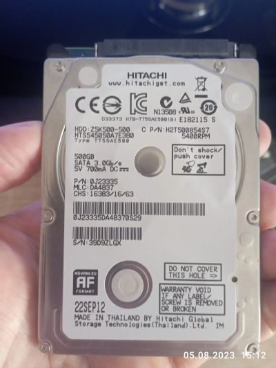 Лот: 20663112. Фото: 1. Жесткий диск 500 гб. Hitachi. Жёсткие диски (HDD)