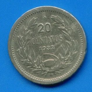 Лот: 9971164. Фото: 1. Чили 20 сентаво 1932 (570). Америка