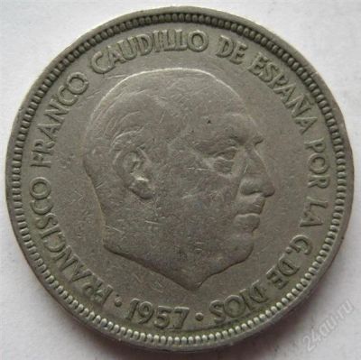 Лот: 1771535. Фото: 1. vz Испания 5 песет 1957. Европа