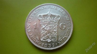 Лот: 1731804. Фото: 1. 1 гульден 1939 г. Голландия,серебро... Европа