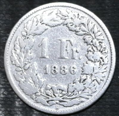 Лот: 14793833. Фото: 1. Швейцария. 1 франк. 1886 год... Остальные страны