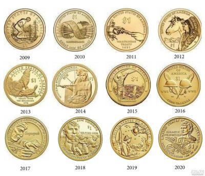 Лот: 16346144. Фото: 1. США 1 доллар 2009-2020 Индианка... Наборы монет