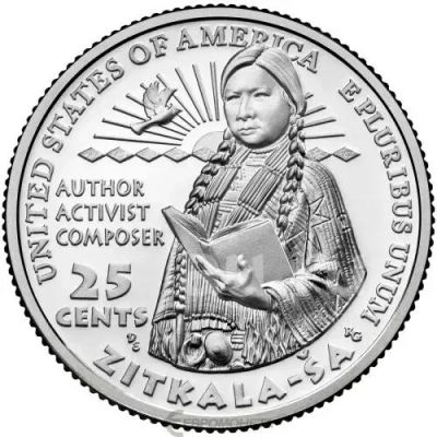 Лот: 24584066. Фото: 1. США 25 центов 2024 года. Зиткала... Америка