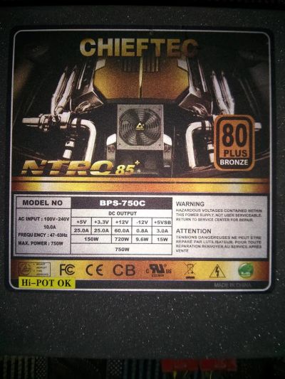 Лот: 3275784. Фото: 1. Chieftec BPS-750C 750W. Корпуса, блоки питания
