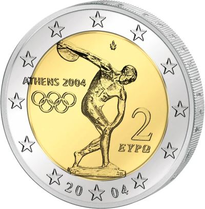 Лот: 3001670. Фото: 1. Греция. 2 евро. 2004 год. Летние... Европа