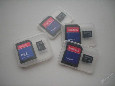 Лот: 1294356. Фото: 1. SanDisk MicroSD 2Gb + адаптер. Карты памяти