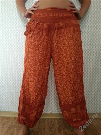 Лот: 2872162. Фото: 1. Штаны-шаровары терракотовые. Брюки, шорты