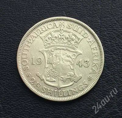 Лот: 1693231. Фото: 1. ЮАР 2,5 шиллинга 1943 г.,серебро... Африка