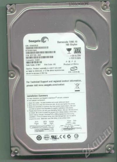 Лот: 165638. Фото: 1. 7200.10 160Гб неисправный. Жёсткие диски (HDD)