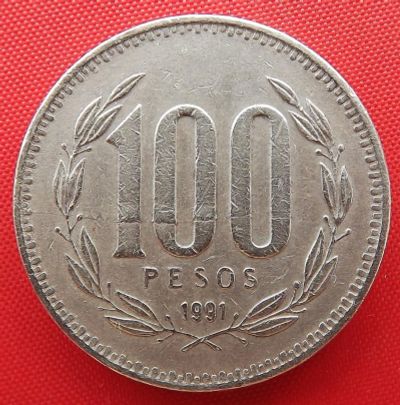 Лот: 3215043. Фото: 1. (№3076/LF) 100 песо 1991 (Чили... Америка