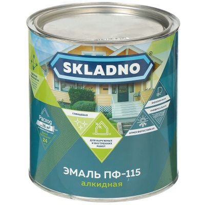 Лот: 24087354. Фото: 1. Эмаль Skladno, ПФ-115, алкидная... Краски, лаки, растворитель