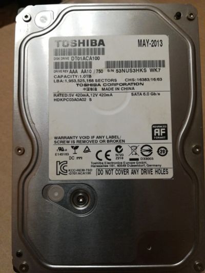 Лот: 18615587. Фото: 1. 1Tb Жесткий диск для ПК Toshiba... Жёсткие диски