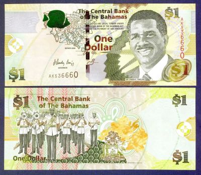 Лот: 10596357. Фото: 1. Багамские острова 1 доллар 2008г... Америка