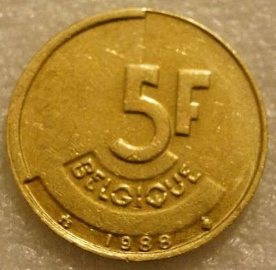 Лот: 8806613. Фото: 1. 5 франков 1988 Бельгия. Европа
