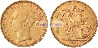 Лот: 19267289. Фото: 1. Австралия 1 соверен 1885 год... Австралия и Океания