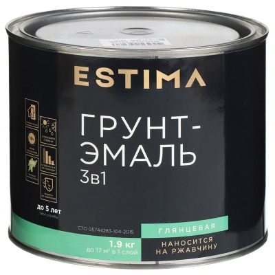 Лот: 25051758. Фото: 1. Грунт-эмаль Estima, по ржавчине... Краски, лаки, растворитель