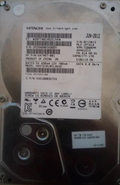 Лот: 16635796. Фото: 1. Жесткий диск 1000 ГБ [HDS721010CLA632... Жёсткие диски (HDD)