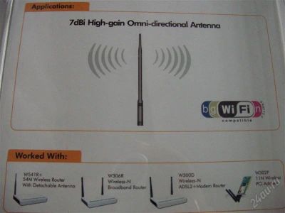 Лот: 1484270. Фото: 1. Антена для роутера на 7 Дб, ваш... WiFi, Bluetooth адаптеры