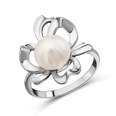 Лот: 23795135. Фото: 1. Серебряное кольцо с жемчугом. Кольца, перстни