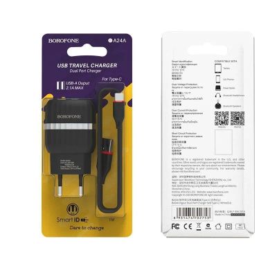Лот: 22150848. Фото: 1. СЗУ BOROFONE BA-24A 2*USB+Type-C... Зарядные устройства, блоки питания, адаптеры сетевые для смартфонов