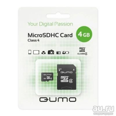 Лот: 9225105. Фото: 1. MicroSD 4 Gb Qumo +SD адаптер. Карты памяти