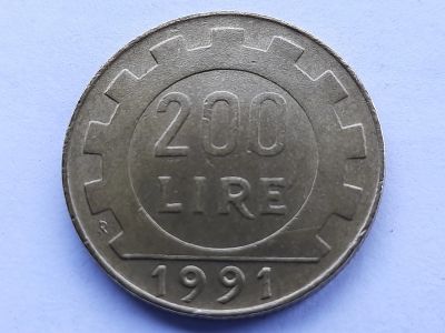 Лот: 19158274. Фото: 1. Монета Италия 200 лир, 1991. Европа