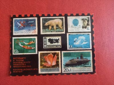 Лот: 23565976. Фото: 1. 1974 г, Открытка реклама общества... Марки