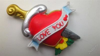 Лот: 2818872. Фото: 1. Магнит на холодильник сердце LOVE... Фигурки, статуэтки