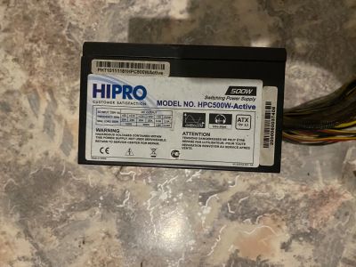 Лот: 25768608. Фото: 1. Блок питания Hipro hpc500w-active... Корпуса, блоки питания