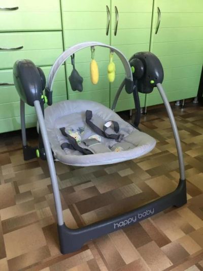 Лот: 9876663. Фото: 1. Качеля детская (happy baby) grey. Ходунки, прыгунки, качели