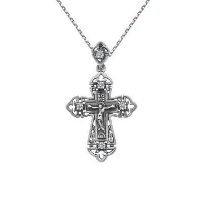 Лот: 23864895. Фото: 1. Серебряный крест с фианитами и... Другое (ювелирные изделия, бижутерия, часы)