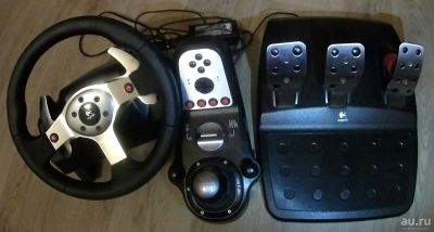 Лот: 12495633. Фото: 1. Руль с педалями и мкпп Logitech... Рули, джойстики