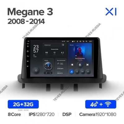 Лот: 20760183. Фото: 1. Магнитола Teyes X1 Renault Megane... Автомагнитолы