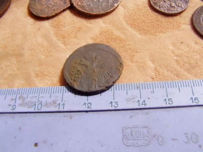 Лот: 7997302. Фото: 1. Денга 1747 года, с двойным браком... Россия до 1917 года