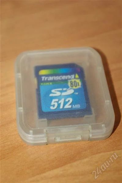 Лот: 2266721. Фото: 1. SD Transcend 512 Mb + футляр для... Карты памяти